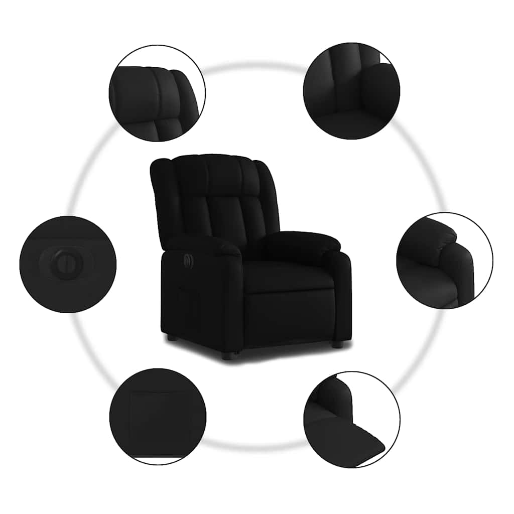 Poltrona reclinável elevatória elétrica couro artificial preto