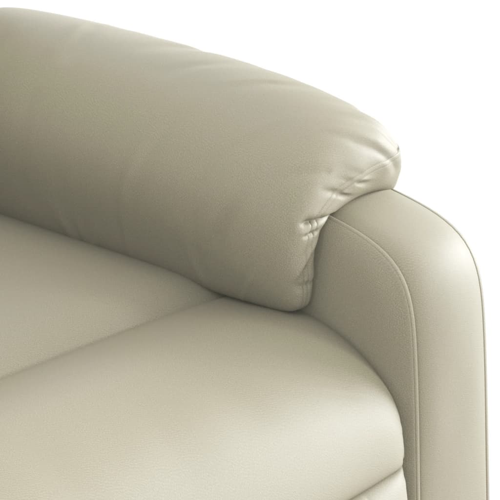 Poltrona reclinável elevatória elétrica couro artificial creme