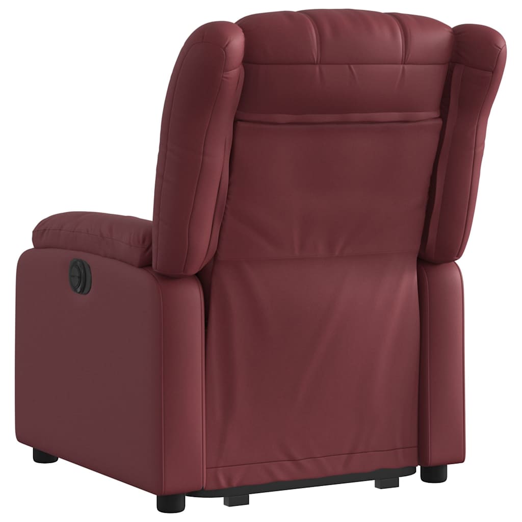 Poltrona reclin. elevatória elétrica couro artif vermelho-tinto