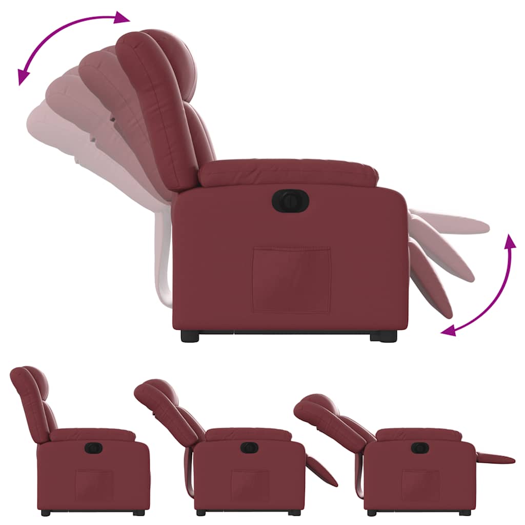 Poltrona reclin. elevatória elétrica couro artif vermelho-tinto