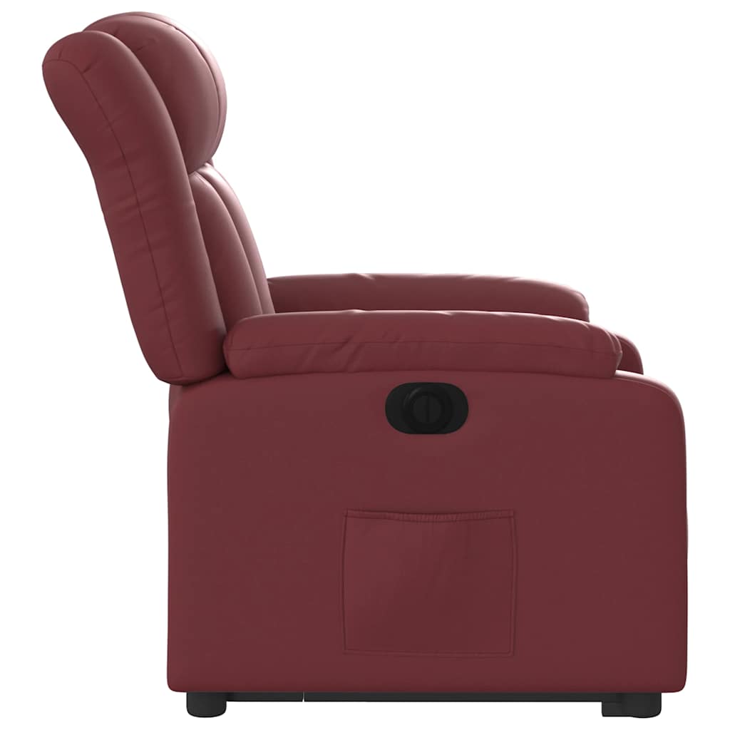 Poltrona reclin. elevatória elétrica couro artif vermelho-tinto