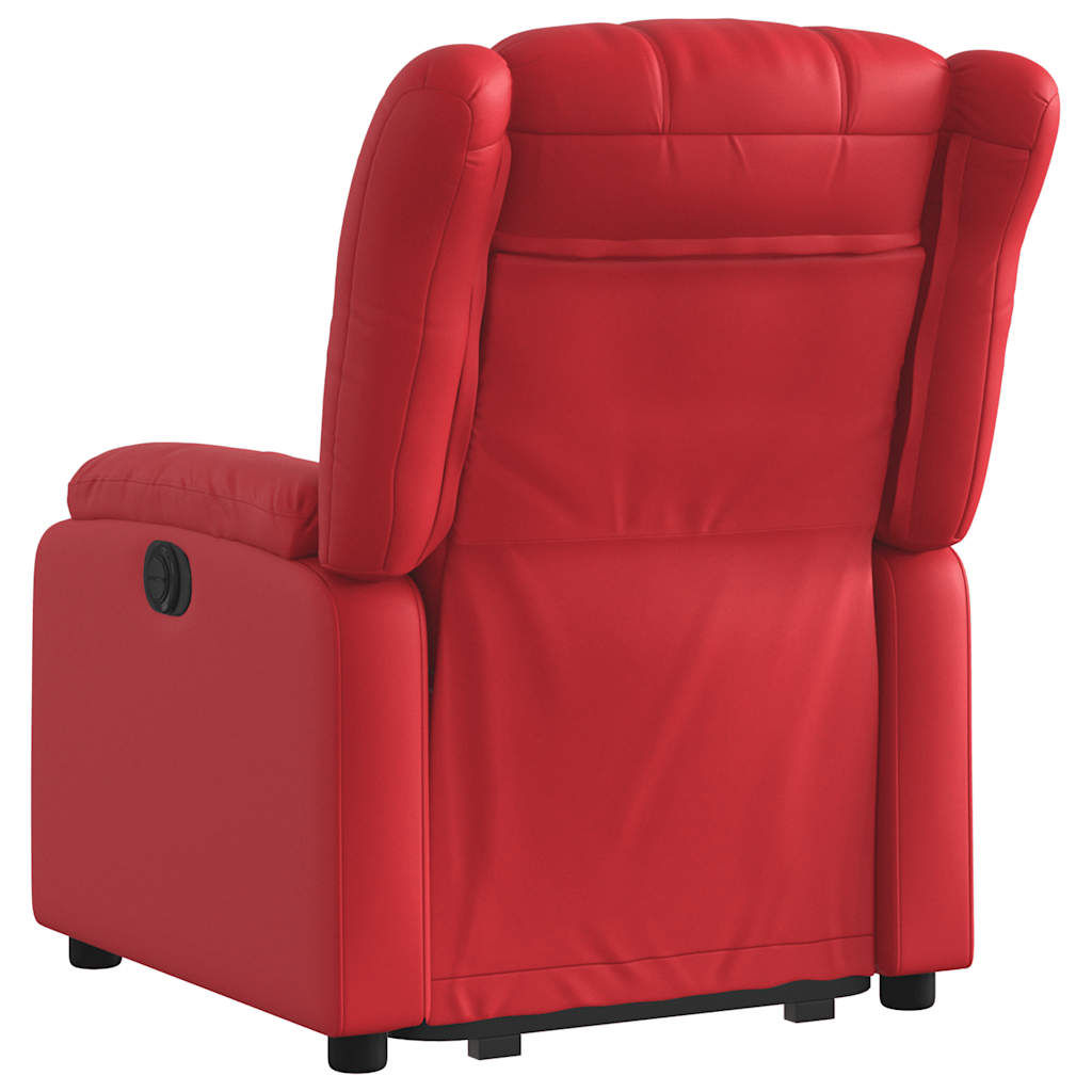 Poltrona reclinável elevatória elétrica couro artif. vermelho