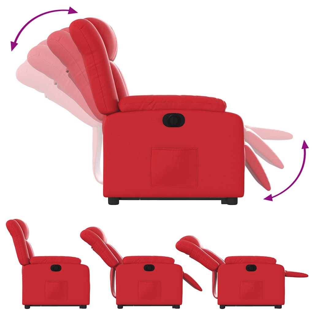 Poltrona reclinável elevatória elétrica couro artif. vermelho