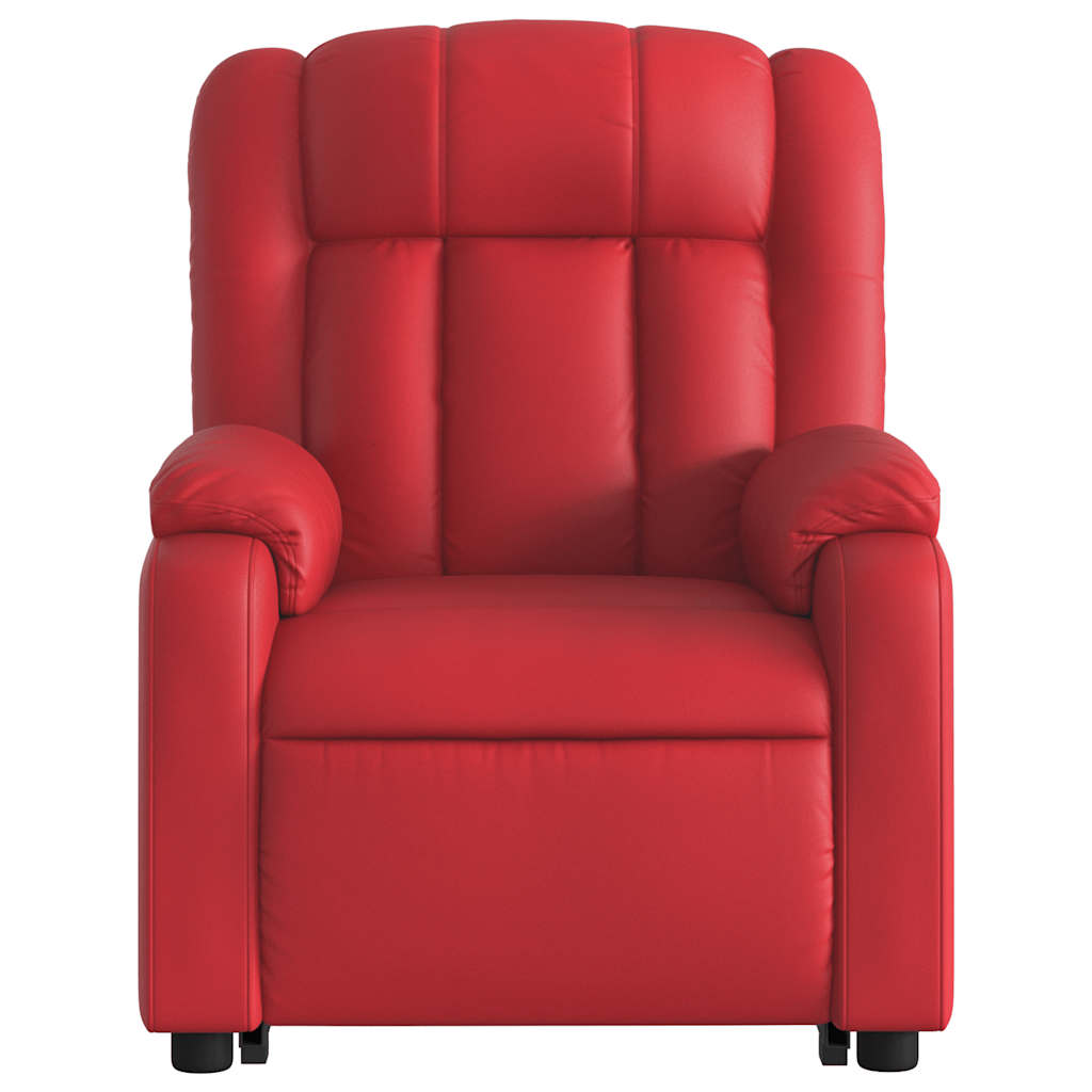 Poltrona reclinável elevatória elétrica couro artif. vermelho