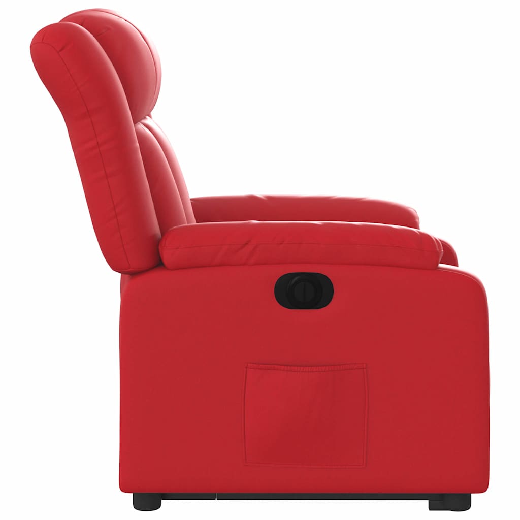 Poltrona reclinável elevatória elétrica couro artif. vermelho
