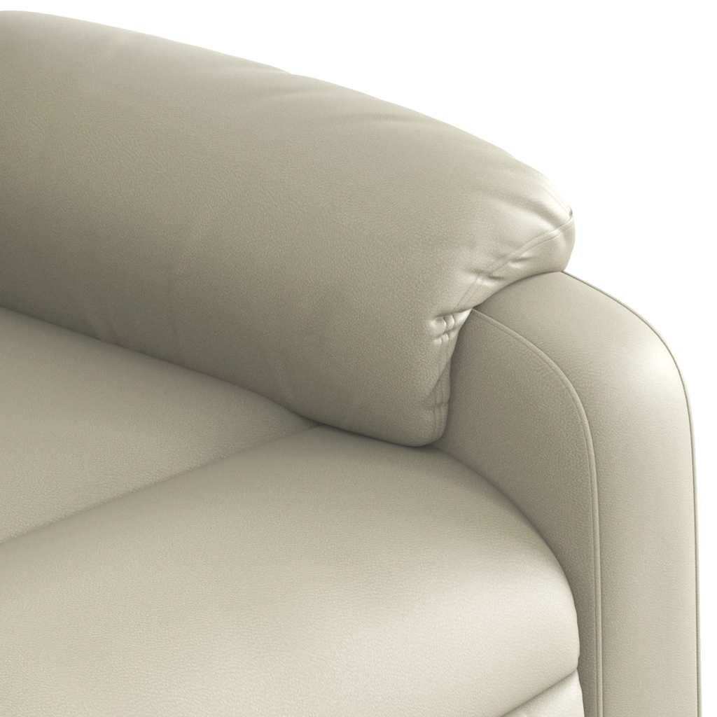 Poltrona reclinável elevatória elétrica couro artificial creme