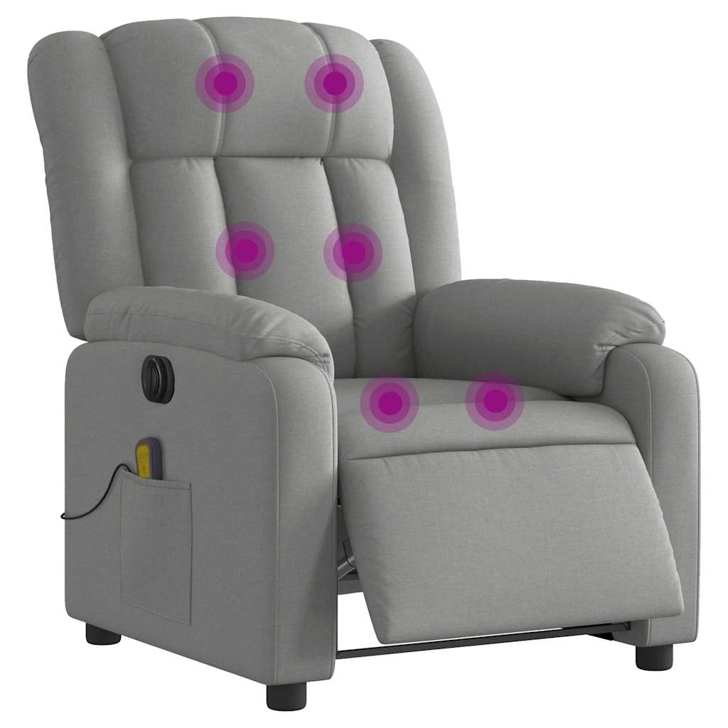 Poltrona de massagens reclinável elétrica tecido cinzento-claro