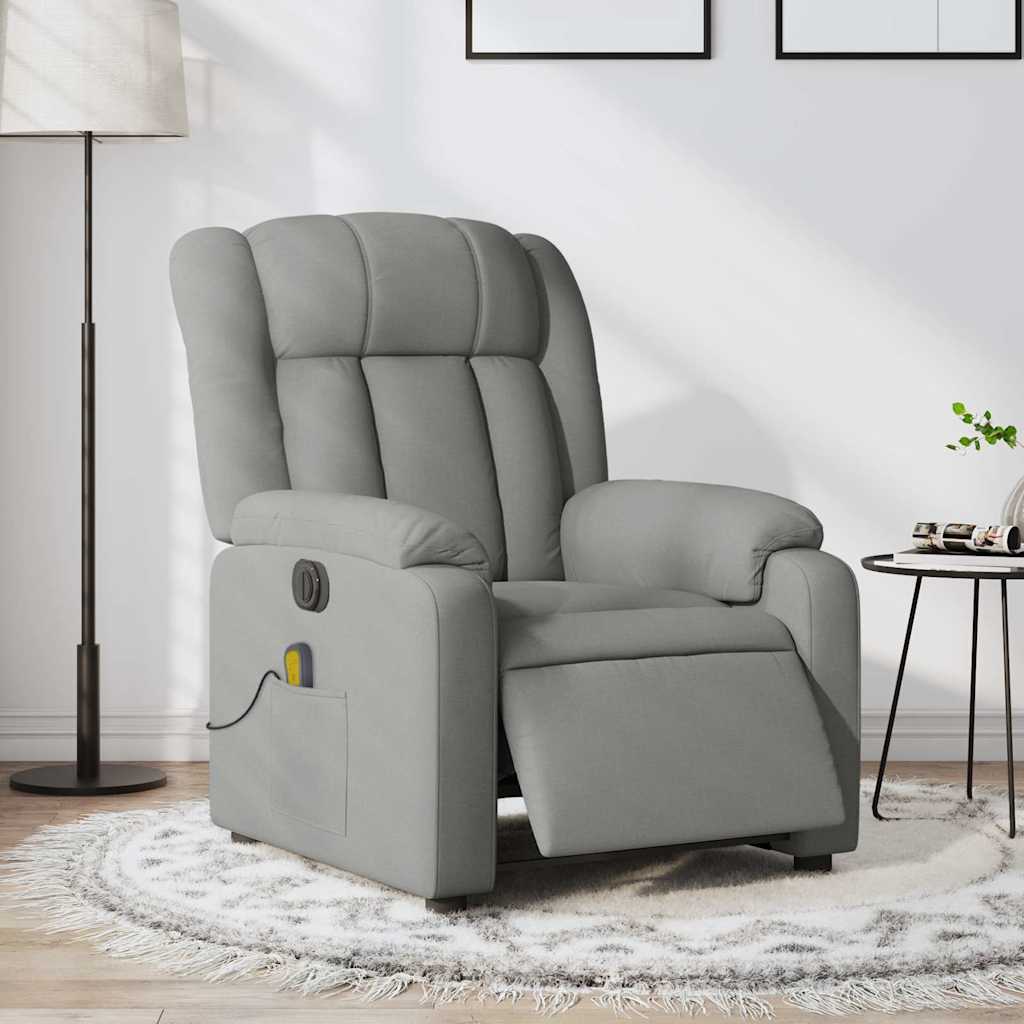 Poltrona de massagens reclinável elétrica tecido cinzento-claro
