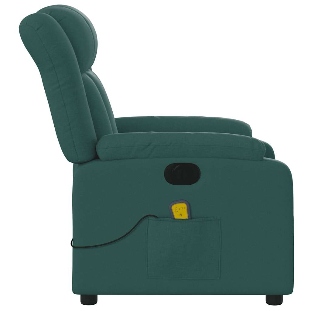 Poltrona reclinável de massagens elétrica tecido verde-escuro