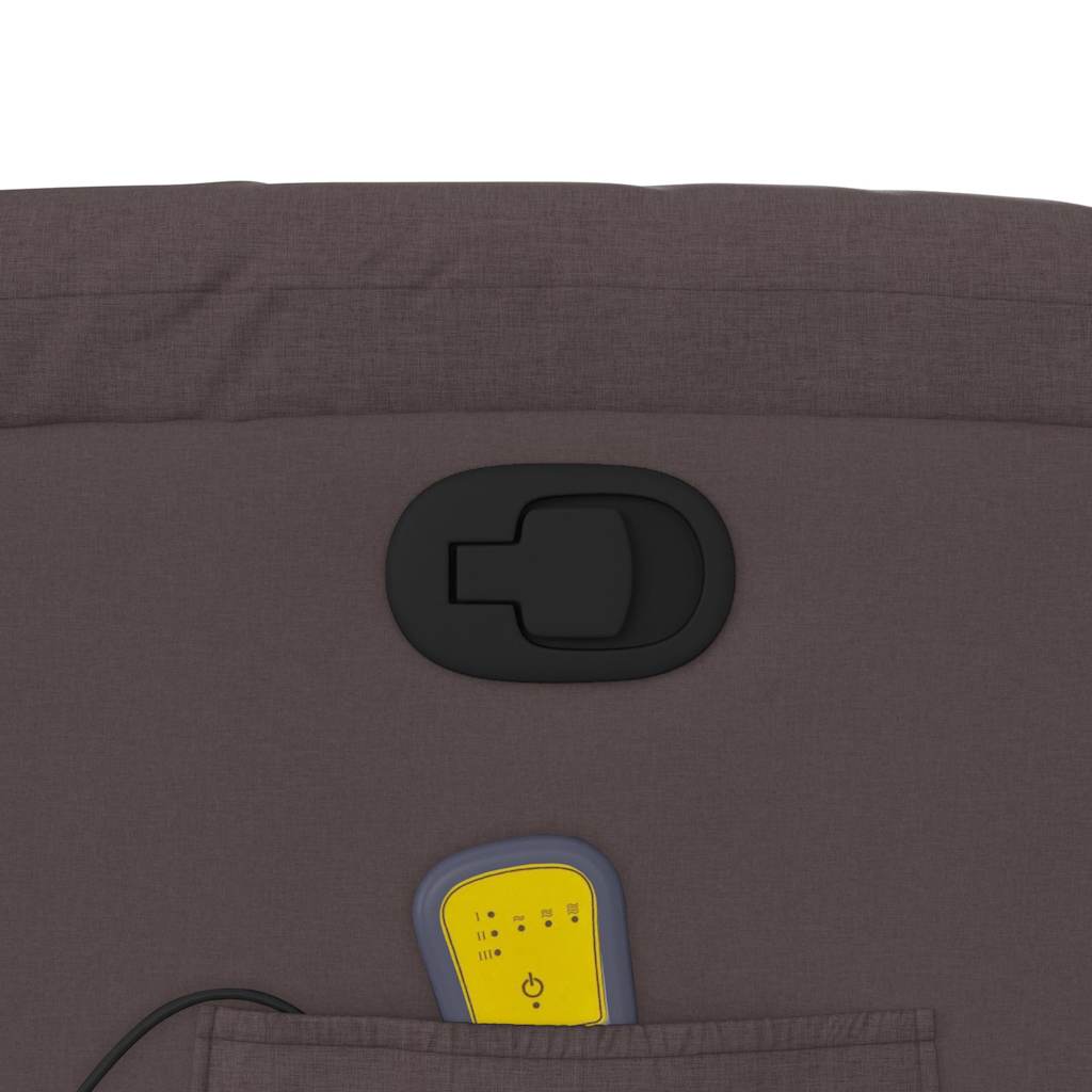 Poltrona massagens reclinável elevatória tecido castanho-escuro