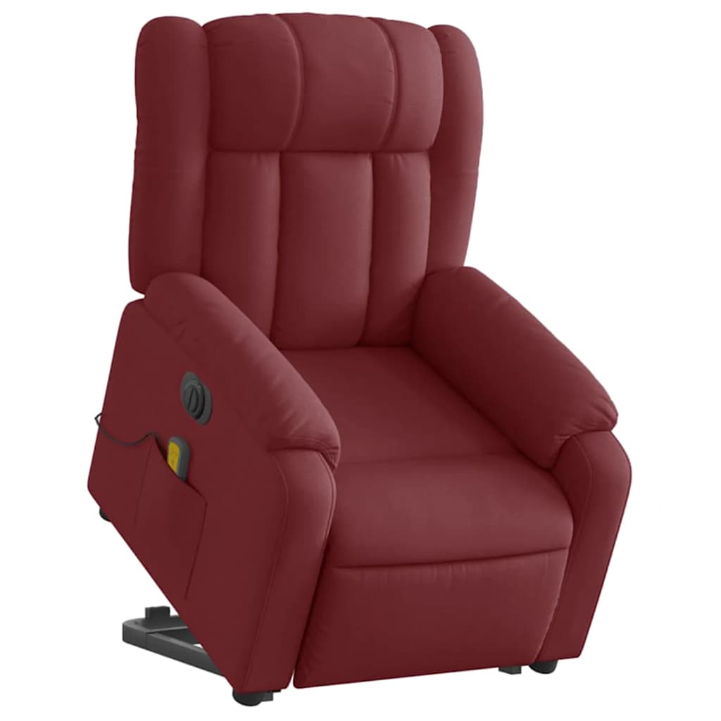 Poltrona elevatória de massagens elétrica tecido vermelho tinto