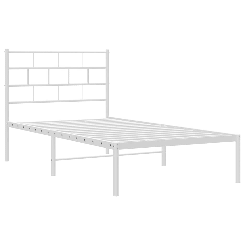Estrutura de cama com cabeceira 100x200 cm metal branco