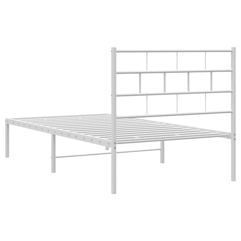 Estrutura de cama com cabeceira 100x200 cm metal branco