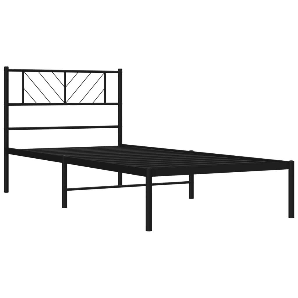 Estrutura de cama com cabeceira 90x190 cm metal preto