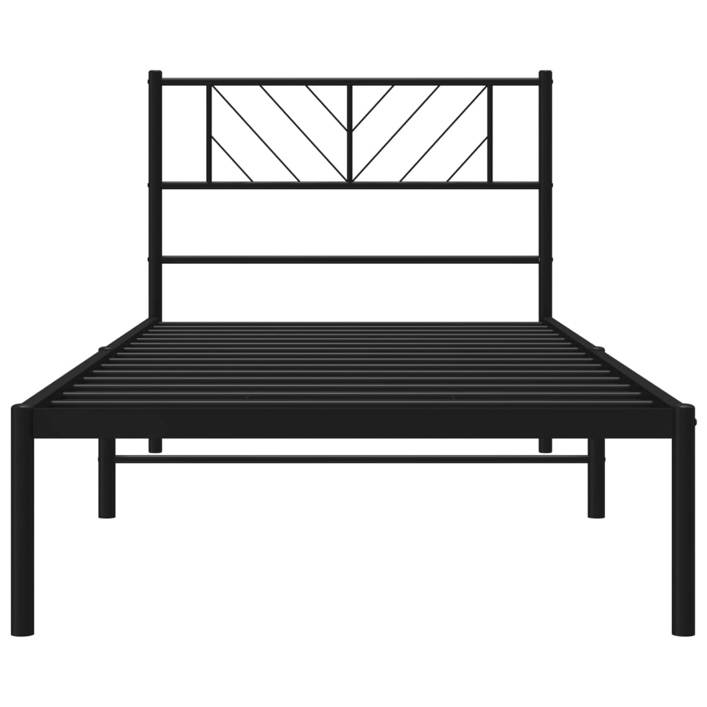 Estrutura de cama com cabeceira 90x190 cm metal preto