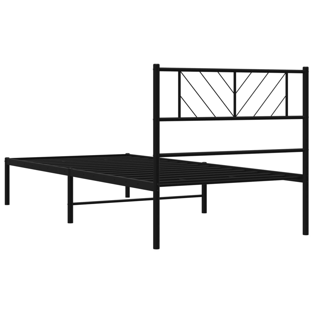 Estrutura de cama com cabeceira 90x190 cm metal preto