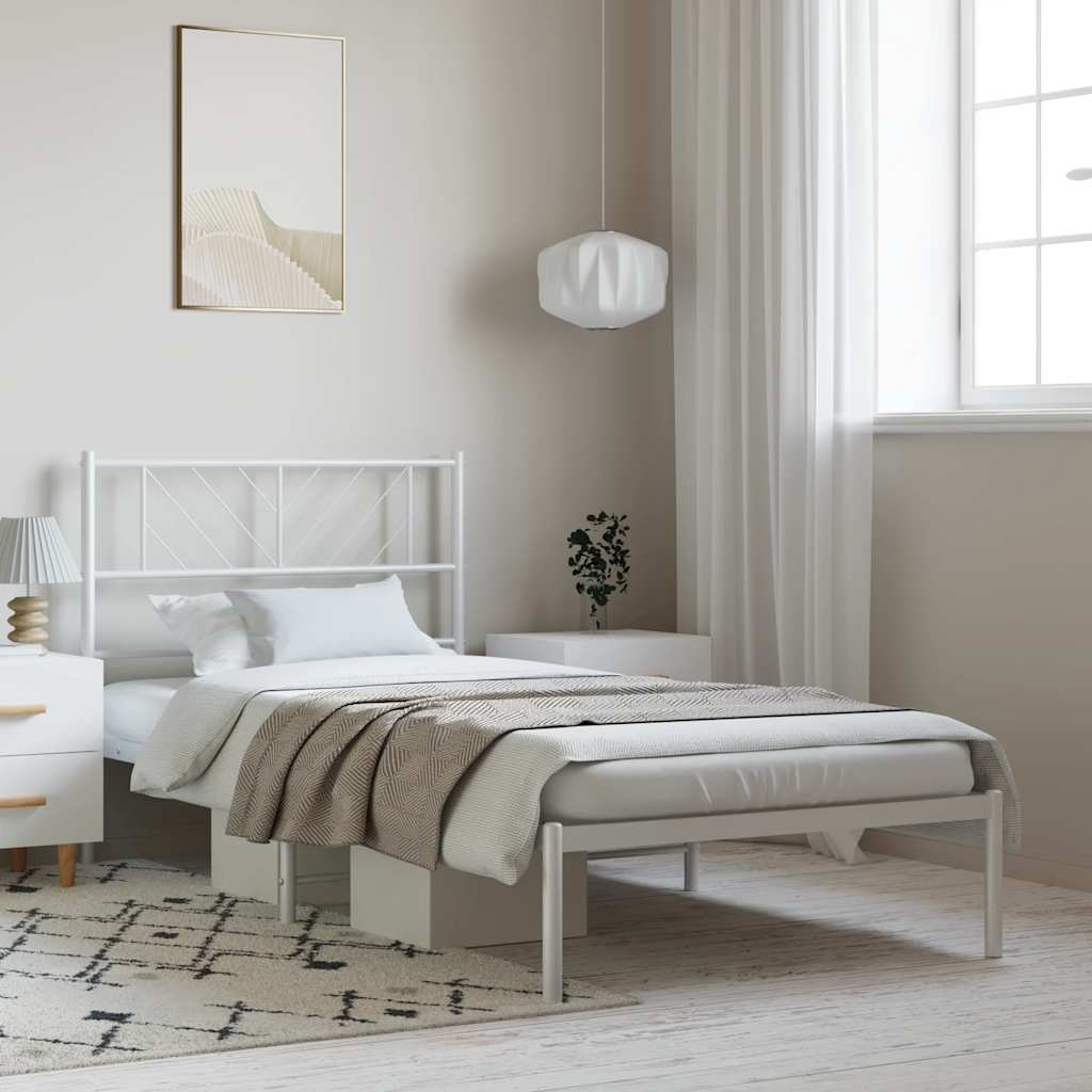 Estrutura de cama com cabeceira 100x200 cm metal branco