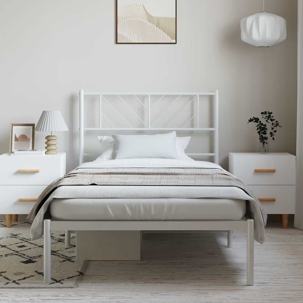 Estrutura de cama com cabeceira 100x200 cm metal branco