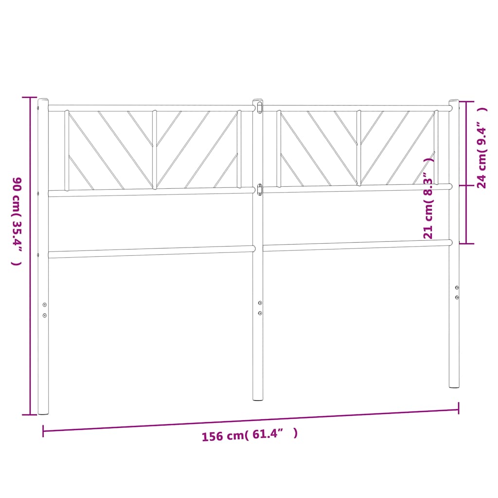 Cabeceira de cama 150 cm metal branco
