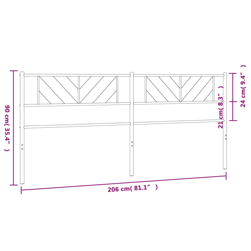 Cabeceira de cama 200 cm metal branco