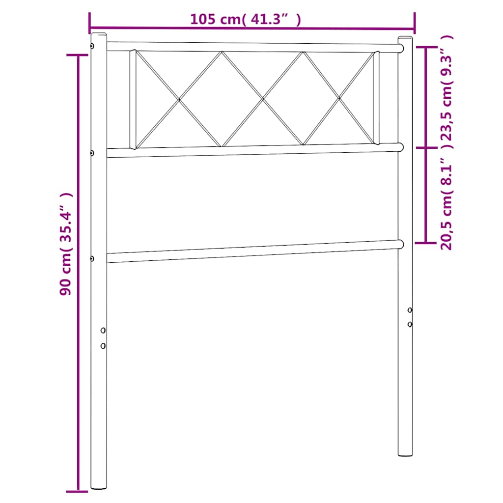 Cabeceira de cama 100 cm metal preto