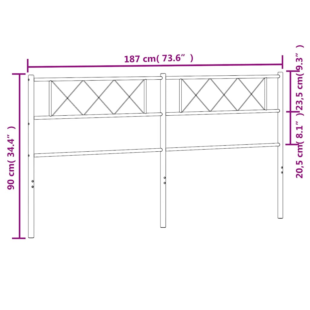 Cabeceira de cama 180 cm metal preto