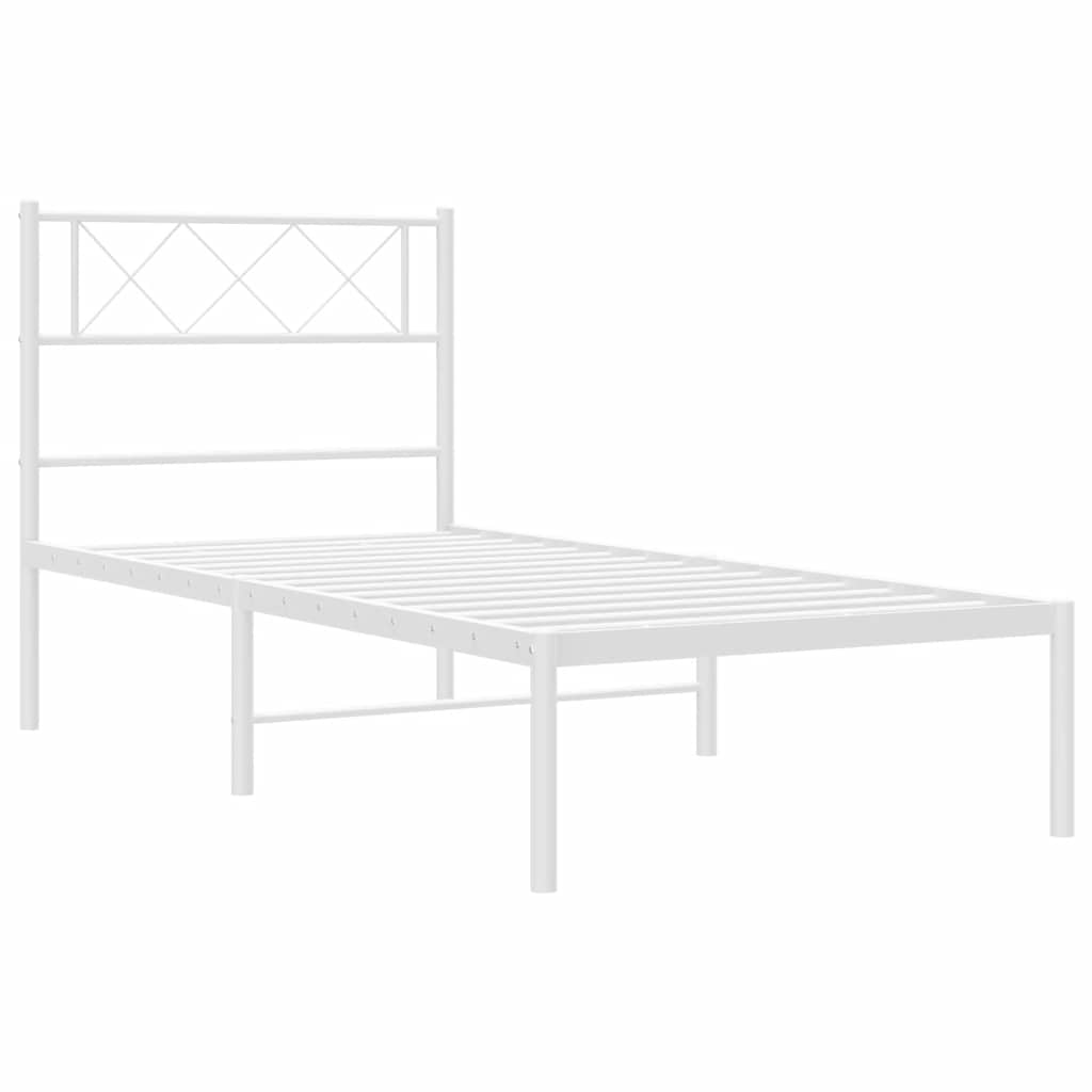 Estrutura de cama com cabeceira 100x190 cm metal branco