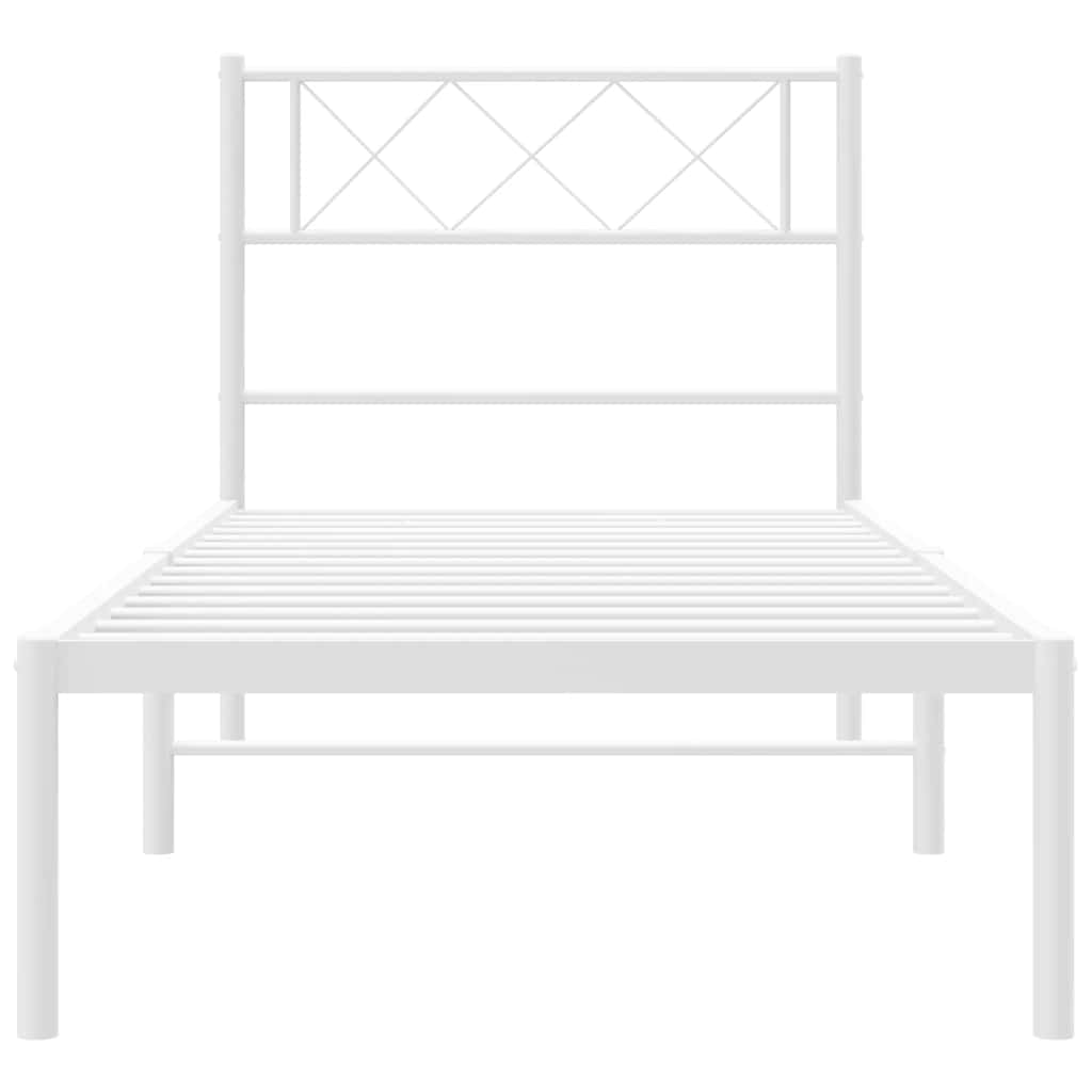 Estrutura de cama com cabeceira 100x190 cm metal branco