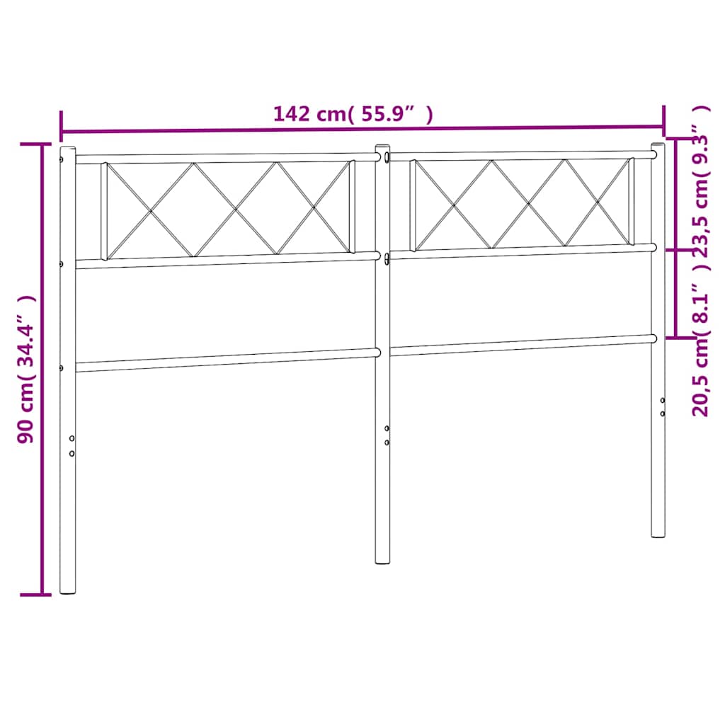 Cabeceira de cama 135 cm metal branco