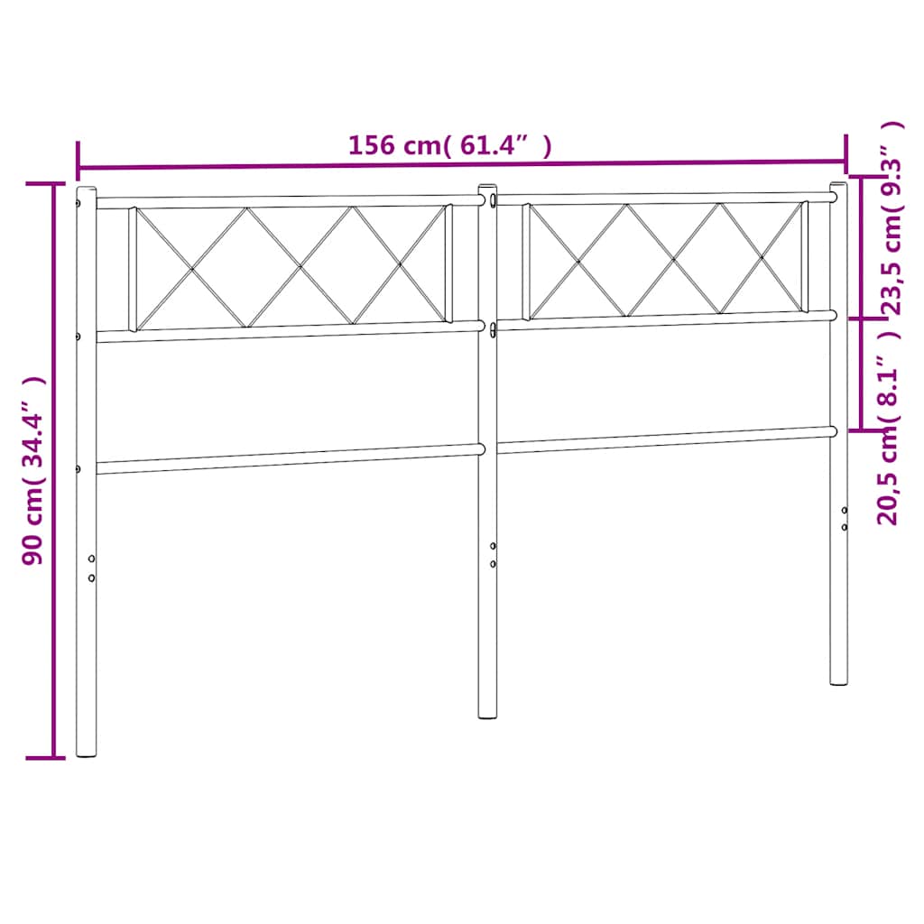 Cabeceira de cama 150 cm metal branco
