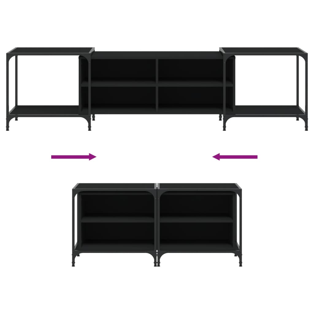 Móvel de TV 203x37x50 cm derivados de madeira preto