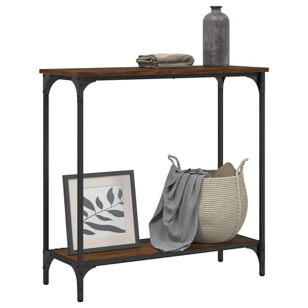 Mesa consola 75x30,5x75 cm derivados madeira carvalho castanho