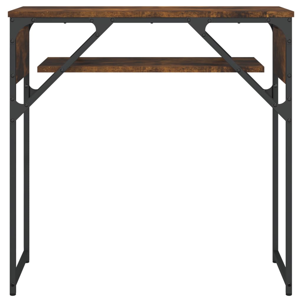 Mesa consola c/ prateleira derivados de madeira carvalho fumado