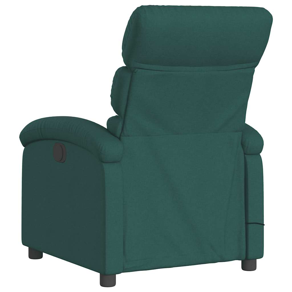 Poltrona de massagens reclinável tecido verde-escuro