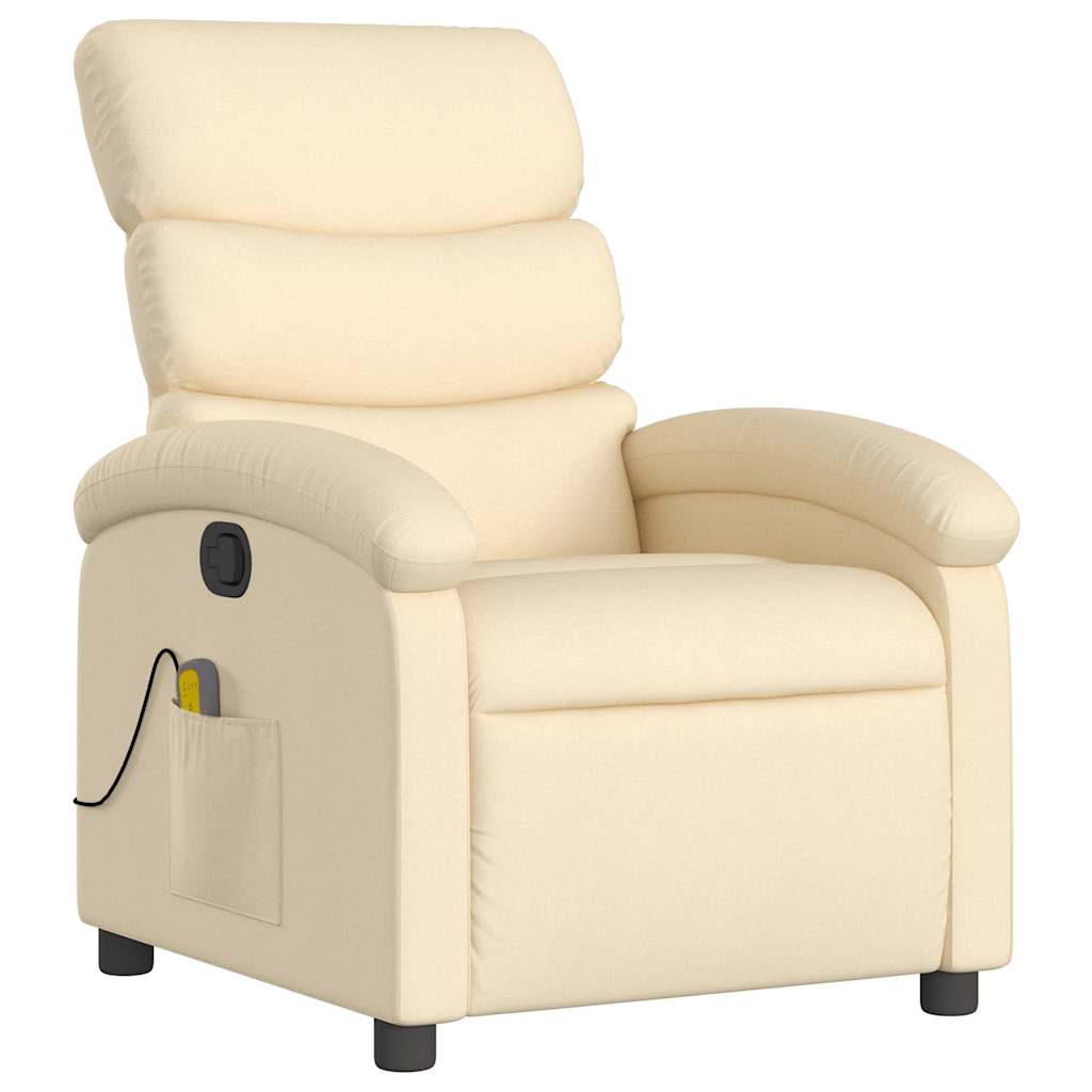 Poltrona de massagens reclinável tecido cor creme