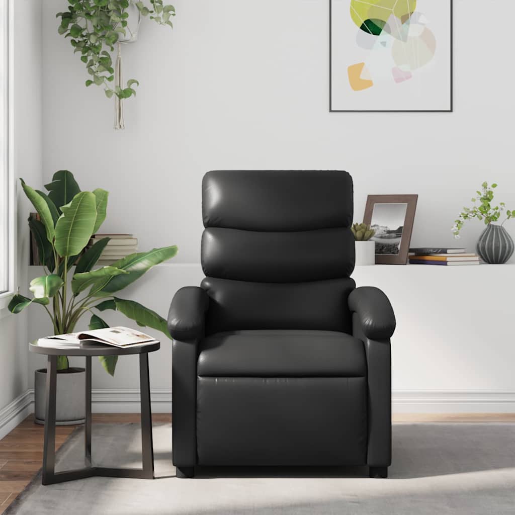 Poltrona de massagens reclinável couro artificial preto