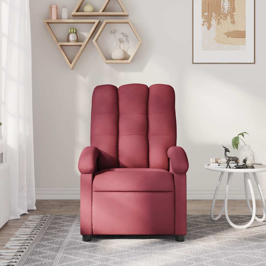 Poltrona de massagens reclinável tecido vermelho tinto