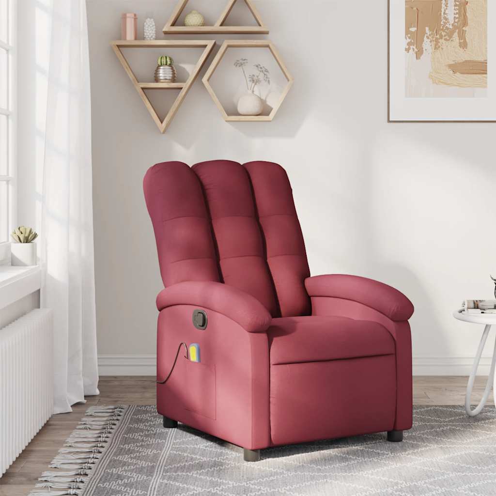 Poltrona de massagens reclinável tecido vermelho tinto