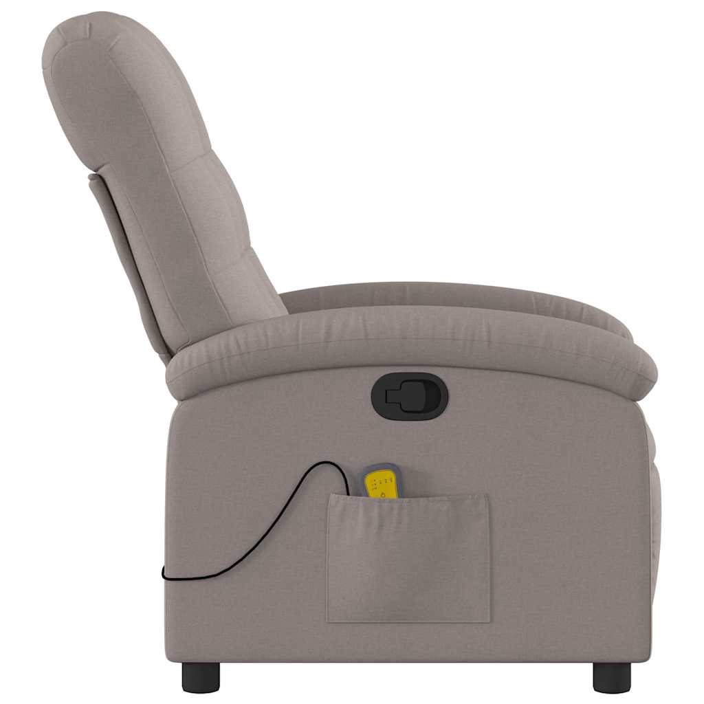 Poltrona de massagens reclinável tecido cinzento-acastanhado