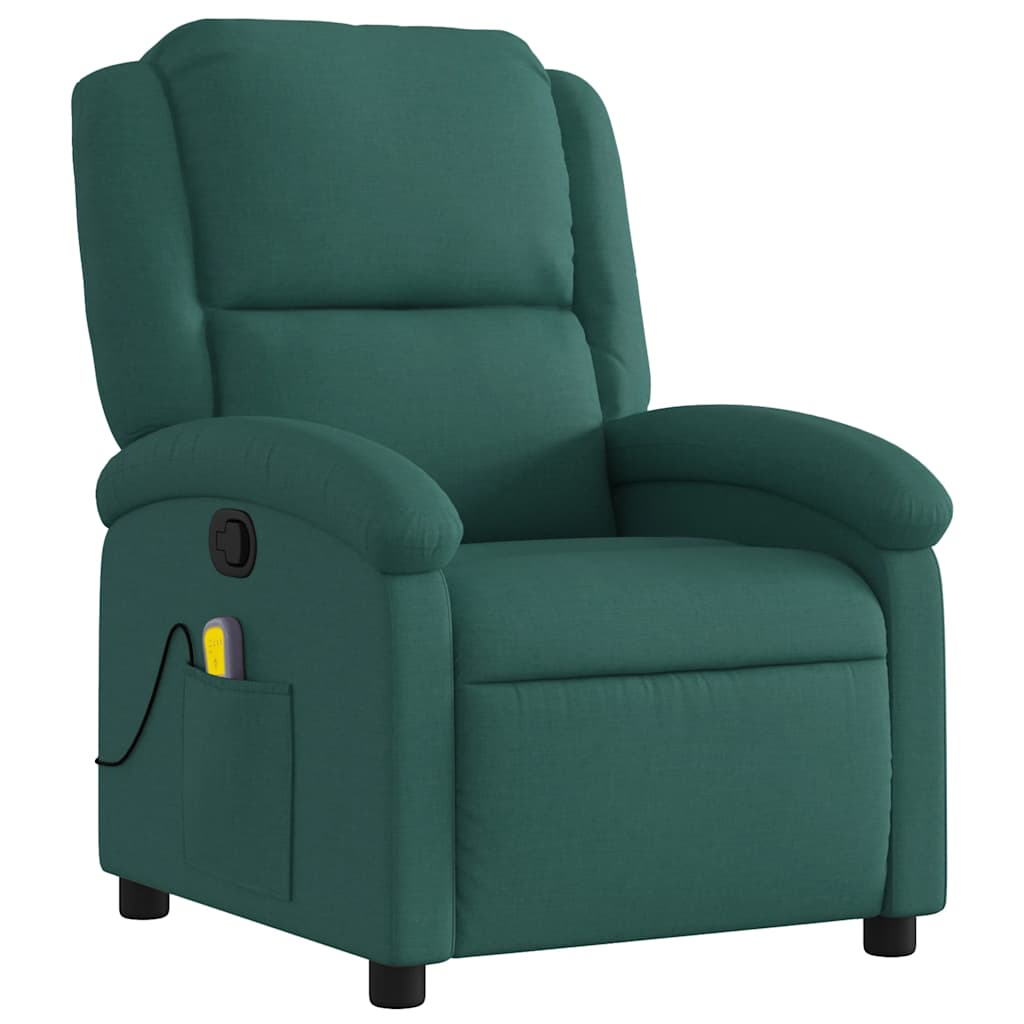 Poltrona de massagens reclinável tecido verde-escuro