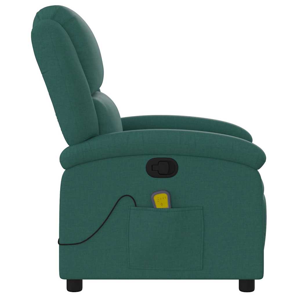 Poltrona de massagens reclinável tecido verde-escuro
