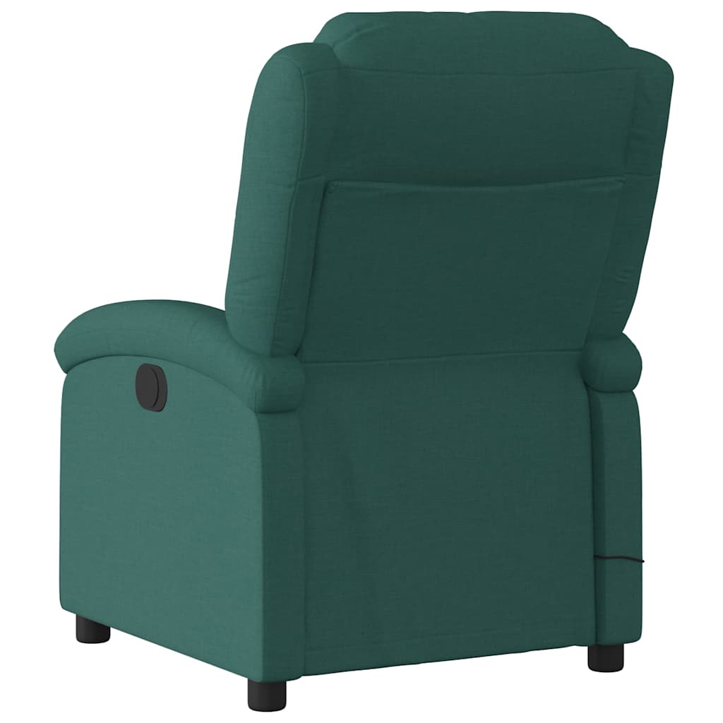 Poltrona de massagens reclinável tecido verde-escuro