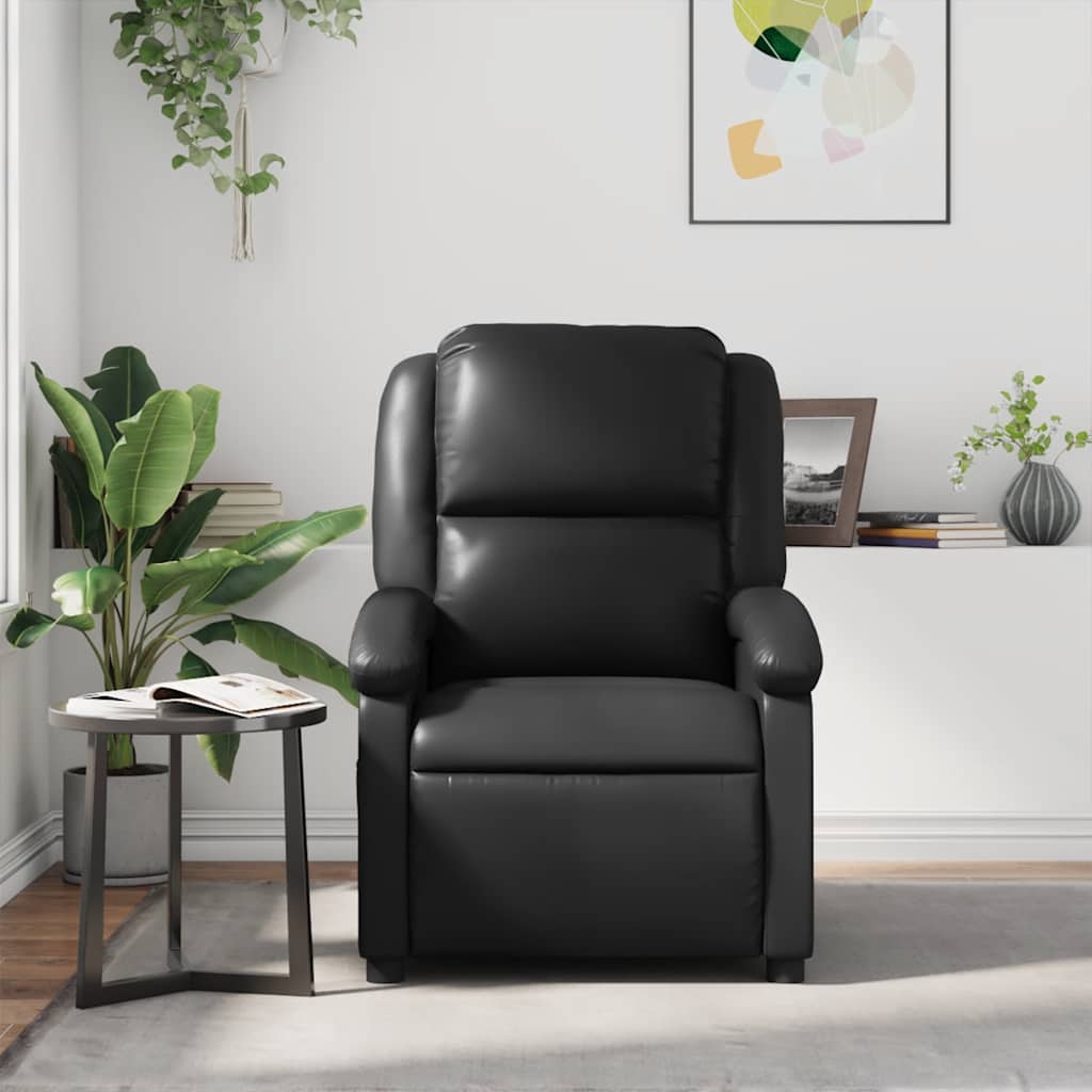 Poltrona de massagens reclinável couro artificial preto