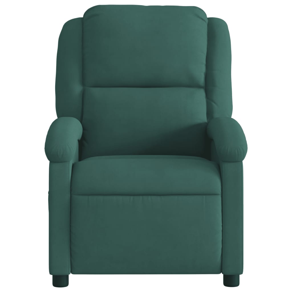 Poltrona reclinável veludo verde-escuro