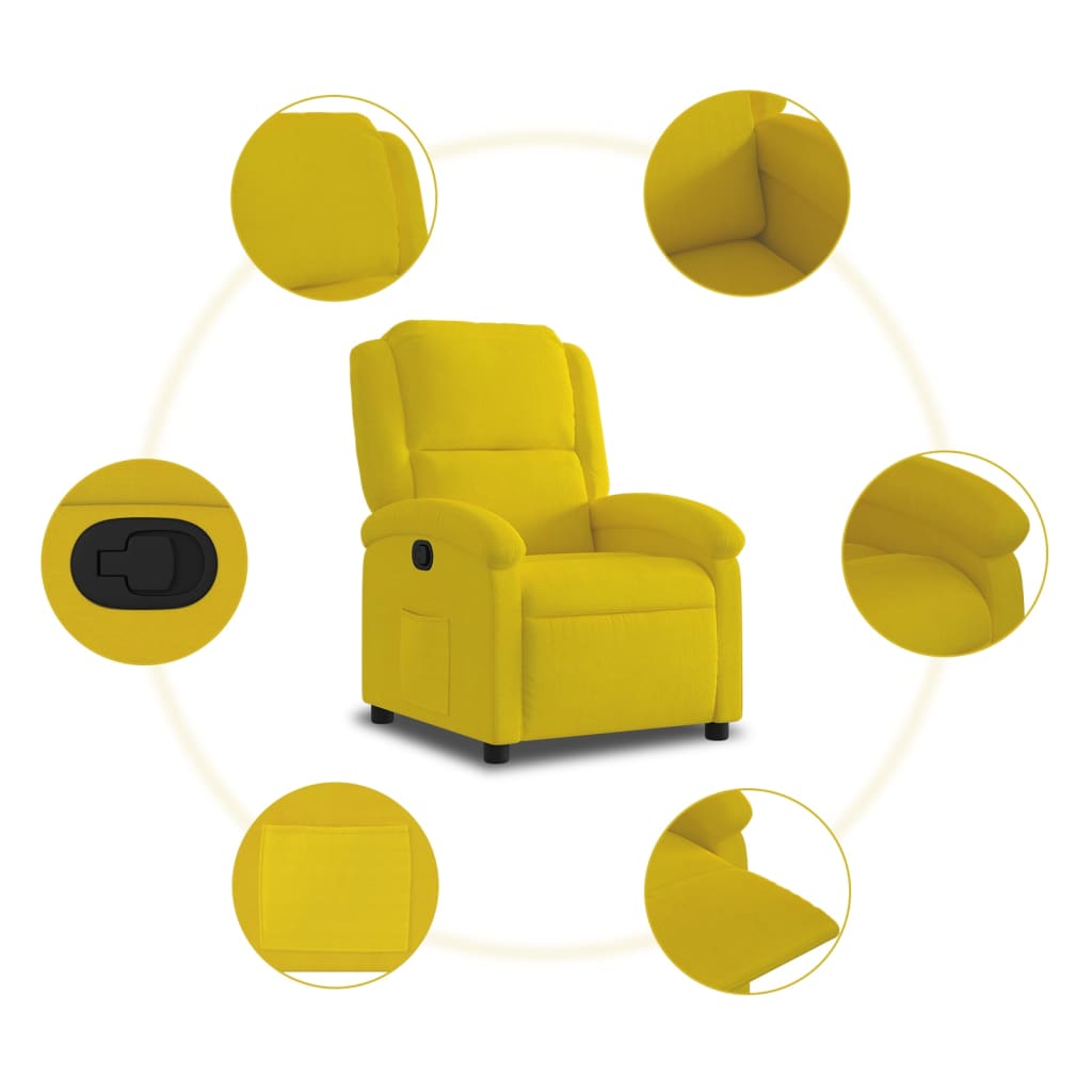 Poltrona reclinável veludo amarelo