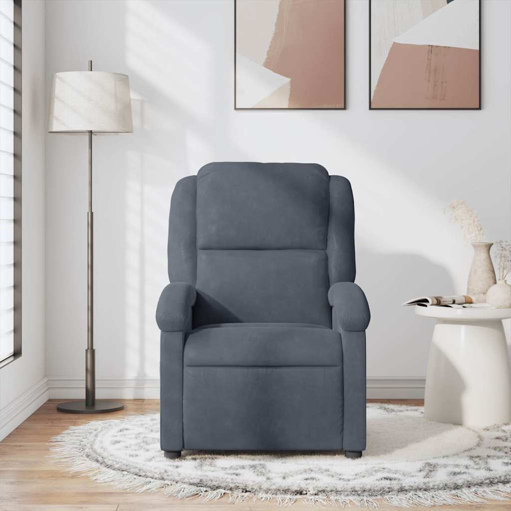 Poltrona de massagens reclinável veludo cinzento-escuro
