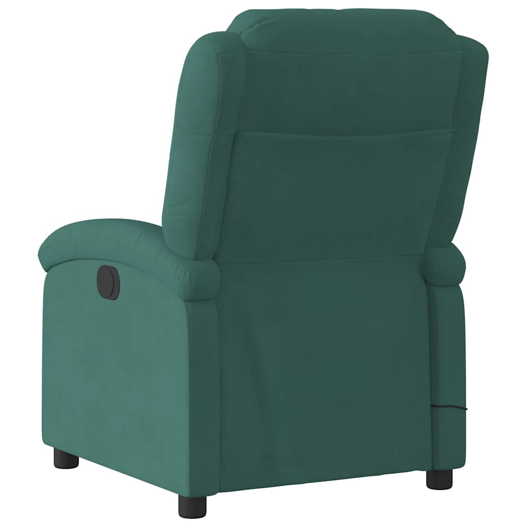 Poltrona de massagens reclinável veludo verde-escuro