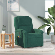 Poltrona de massagens reclinável veludo verde-escuro