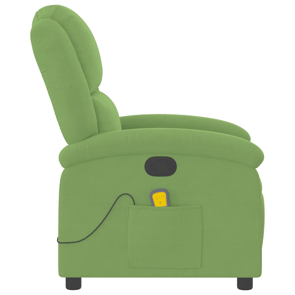 Poltrona de massagens reclinável veludo verde-claro