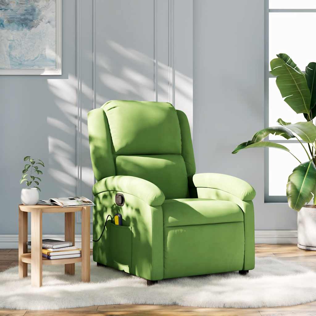 Poltrona de massagens reclinável veludo verde-claro